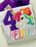 Unicorn Rainbow Birthday Shirt or bodysuit - Darling Little Bow Shop