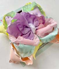 Pastel Rainbow Ombre bow - triple layer ruffle ribbon bow in pastel rainbow colors