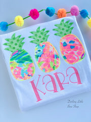 Lilly Pineapple shirt, ruffle shirt, tank or bodysuit - Fan Sea Pants neon pink, lime, blues
