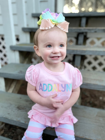Pink Pastel Rainbow name shirt for girls - Darling Little Bow Shop