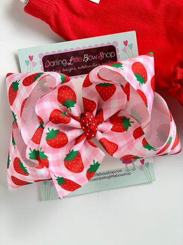 Strawberry Hairbow 6” - Darling Little Bow Shop
