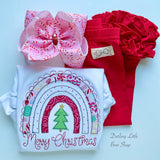 Merry Christmas Rainbow shirt or bodysuit for girls - Darling Little Bow Shop