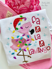 Flamingo Christmas shirt or bodysuit for girls - Fa La La La Lamingo