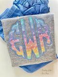 Pastel Rainbow monogram sweatshirt for toddler to adult - Darling Little Bow Shop