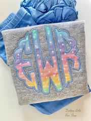 Pastel Rainbow monogram sweatshirt for toddler to adult