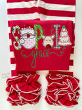 Christmas Magic red icing ruffle name shirt for girls - Darling Little Bow Shop