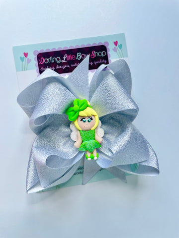 Silver Tinkerbell hairbow - Darling Little Bow Shop
