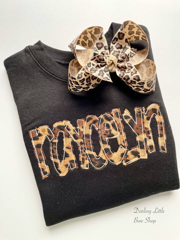 Leopard print name monogram sweatshirt - Darling Little Bow Shop