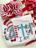 Cat in The Hat Bow, reading theme hairbow - Darling Little Bow Shop