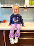 Lilly Mermaid in The Shade print monogram navy sweatshirt - Darling Little Bow Shop