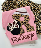 Animal Kingdom Safari leopard print pink ruffle shirt or bodysuit - Darling Little Bow Shop