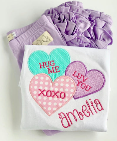 Sweet Talk conversation hearts shirt or bodysuit for girls - Darling Little Bow Shop