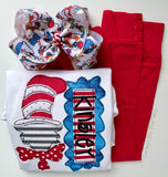 Cat in the Hat inspired shirt for girls - Darling Little Bow Shop