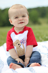 Patriotic Puppy Red Raglan Shirt for boys