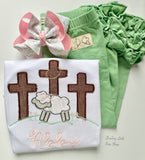Easter Lamb Cross Shirt or Bodysuit for girls - Darling Little Bow Shop