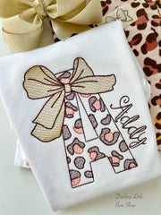 Autumn Ombre Cheetah initial bodysuit or shirt for girls