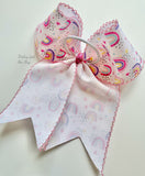 Rainbow ponytail bow - Darling Little Bow Shop