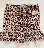 Oatmeal Leopard Print Ruffle Shorties, Leopard Ruffle Shorts - Darling Little Bow Shop