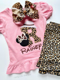 Animal Kingdom Safari leopard print pink ruffle shirt or bodysuit - Darling Little Bow Shop