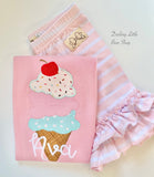 Ice Pink Stripe Ruffle Shorties, light Pink Ruffle Shorts - Darling Little Bow Shop