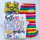 Girls School Shirt - hello Kindergarten shirt - Darling Little Bow Shop