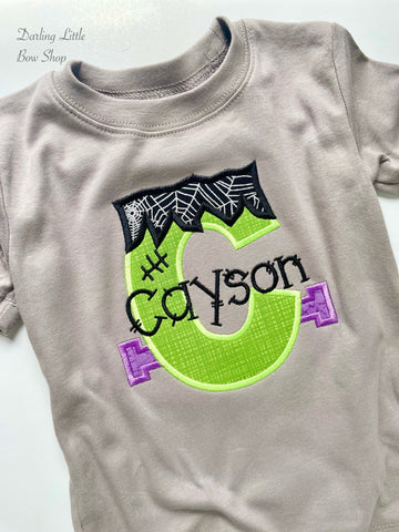 Boys Frankenstein Initial shirt - Darling Little Bow Shop