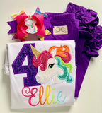 Unicorn Rainbow Birthday Shirt or bodysuit - Darling Little Bow Shop