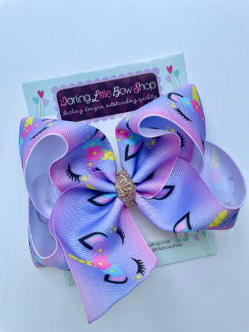 Lavender Unicorn hairbow - Darling Little Bow Shop