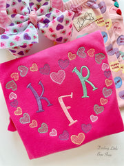 Candy Hearts Monogram Hot Pink Shirt