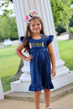 Navy Pencil Name Dress - Darling Little Bow Shop