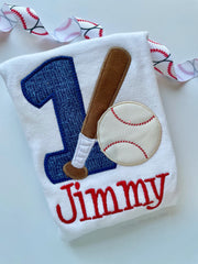 Baseball Theme Birthday Shirt -- birthday shirt with number, baseball and bat