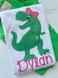 Girly T-Rex shirt, tank or bodysuit for girls - Darling Little Bow Shop