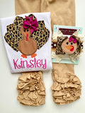 Turkey bodysuit or shirt for girls, Turkey Glam - Darling Little Bow Shop