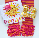 Sunshine Shirt or bodysuit for girls in orange, pink, and yellow - Darling Little Bow Shop
