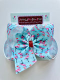 Christmas Flamingo hairbow -- 6” or 4-5" Bow - Darling Little Bow Shop
