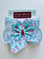 Christmas Flamingo hairbow -- 6” or 4-5" Bow