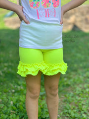 Neon Yellow Ruffle Shorties, Neon Yellow Ruffle Shorts