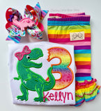 Girly T-Rex birthday shirt, tank or bodysuit for girls - Darling Little Bow Shop
