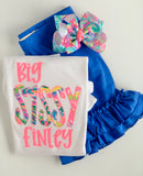 Big or Little Sissy Shirt, Sweatshirt or Bodysuit in bright lilly fabric - Darling Little Bow Shop