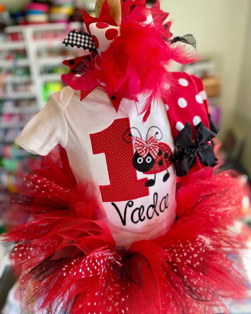 red and black tutu dress Ladybug First Birthday Tutu Outfit in red and Black 18month bodysuit / Short Sleeve