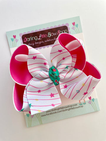 Winter Dreamscape Stars hairbow - READY TO SHIP - Darling Little Bow Shop