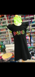 Black Flutter Sleeve dress with neon name - Darling Little Bow Shop