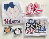 Little Sister Baseball shirt or bodysuit for girls - customize with team colors - Darling Little Bow Shop