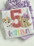 Puppy Kitty Birthday shirt or bodysuit ANY AGE, Dog and Cat birthday - Darling Little Bow Shop