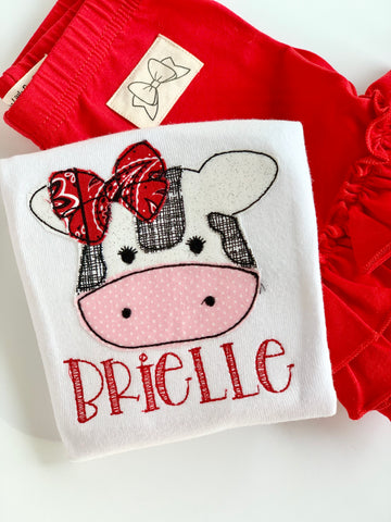 Cow shirt or bodysuit for girls - Darling Little Bow Shop