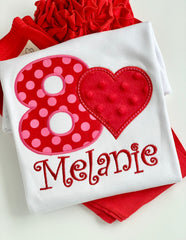 Valentine Heart Birthday Shirt or bodysuit for girls