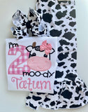 I'm TWO Moody cow birthday shirt - Darling Little Bow Shop