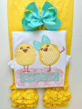 Easter Shirt for girls - two chicks in pink and aqua - Darling Little Bow Shop