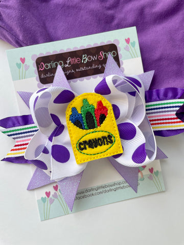 Purple Crayon Hairbow - Darling Little Bow Shop