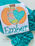 Pumpkin shirt or bodysuit for girls - Teal is the New Orange - Darling Little Bow Shop